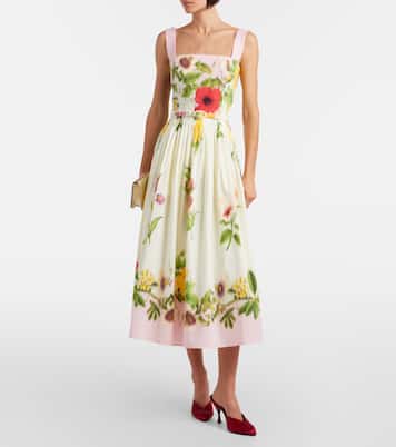 Vestido midi de popelín en mezcla de algodón | Oscar de la Renta