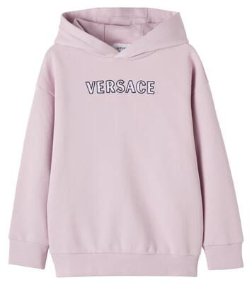 Logo embroidered cotton jersey hoodie | Versace Kids