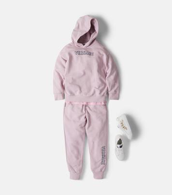 Logo embroidered cotton jersey hoodie | Versace Kids