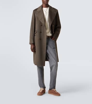 Double-breasted virgin wool overcoat  | Brunello Cucinelli