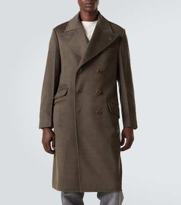 Double-breasted virgin wool overcoat  | Brunello Cucinelli