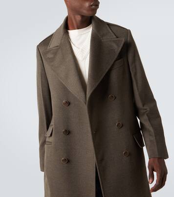 Double-breasted virgin wool overcoat  | Brunello Cucinelli