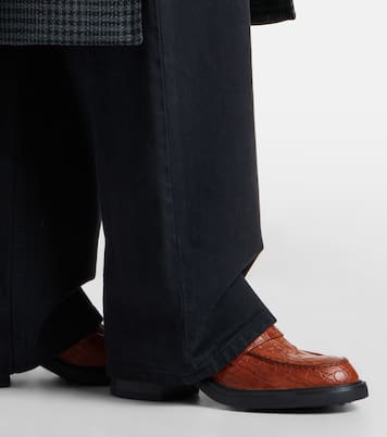 Croc-effect leather loafer pumps  | Tod's