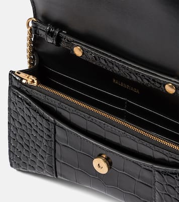 Hourglass croc-effect leather wallet on chain | Balenciaga