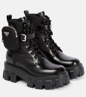 Monolith leather ankle boots | Prada