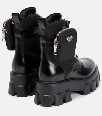 Monolith leather ankle boots | Prada
