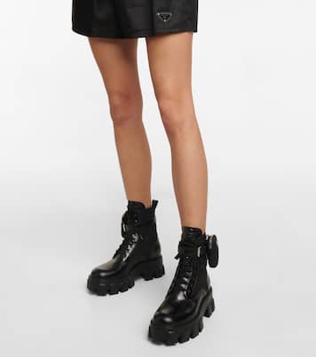 Monolith leather ankle boots | Prada