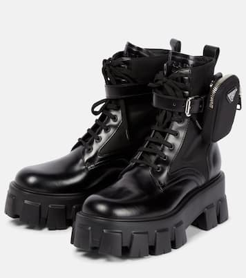 Monolith leather ankle boots | Prada
