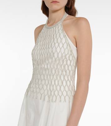 Embellished cotton-blend gown | Brunello Cucinelli