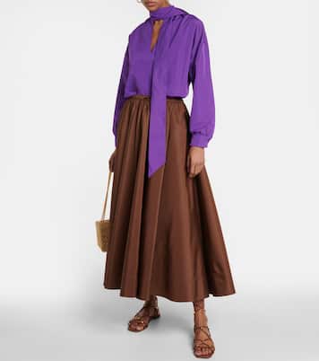 Pleated silk midi skirt | Valentino