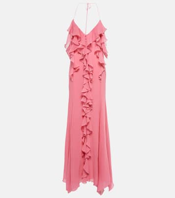 Ruffle cotton and silk maxi dress | Blumarine