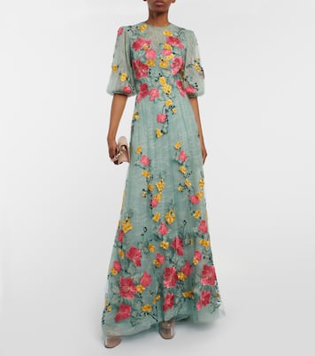 Bestickte Robe Liana aus Spitze | Costarellos