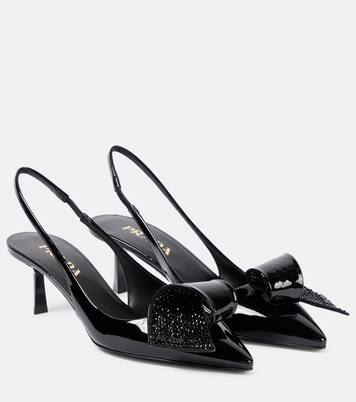 Verzierte Slingback-Pumps aus Lackleder | Prada