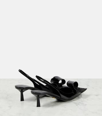 Verzierte Slingback-Pumps aus Lackleder | Prada