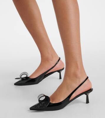 Verzierte Slingback-Pumps aus Lackleder | Prada