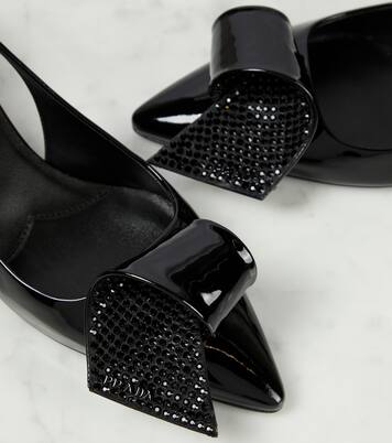 Verzierte Slingback-Pumps aus Lackleder | Prada