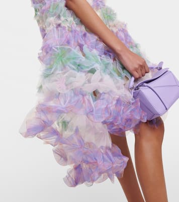 Tiered off-shoulder tulle midi dress | Susan Fang