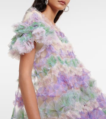 Tiered off-shoulder tulle midi dress | Susan Fang