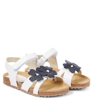 Floral-appliqué leather sandals | Il Gufo