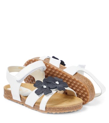 Floral-appliqué leather sandals | Il Gufo