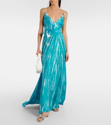 Robe portefeuille tie & dye en soie | Anna Kosturova