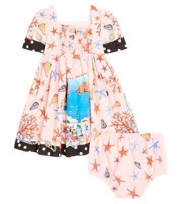 Baby Capri printed cotton dress and bloomers set | Dolce&Gabbana Kids