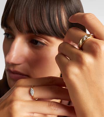 Diamond Cross Stitch 14kt 골드 화이트 다이아몬드 링 | Stone and Strand