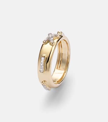 Diamond Cross Stitch 14kt 골드 화이트 다이아몬드 링 | Stone and Strand