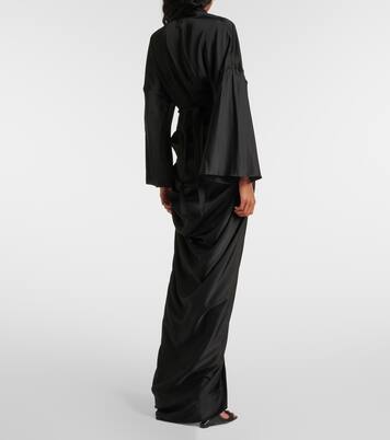 Abito lungo a portafoglio in raso | Rick Owens