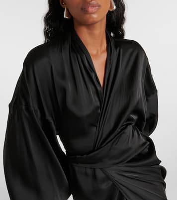 Abito lungo a portafoglio in raso | Rick Owens