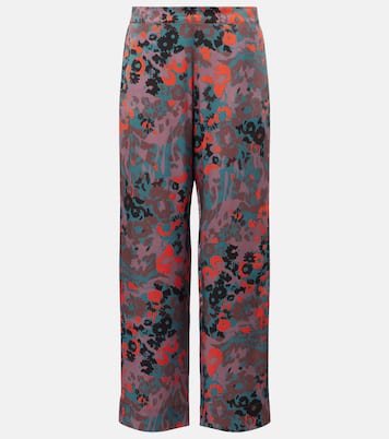 Pantalon droit en soie imprimée | Asceno