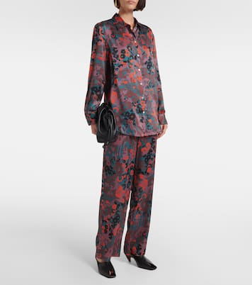 Pantalon droit en soie imprimée | Asceno