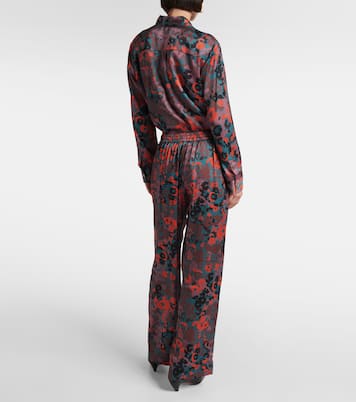 Pantalon droit en soie imprimée | Asceno