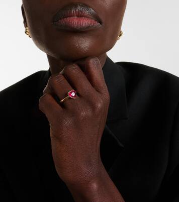 Heart 18kt gold ring with ruby | Anita Ko