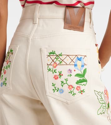 High-rise floral embroidered straight jeans | Valentino