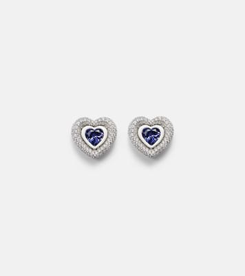 Orecchini Heart in oro bianco 18kt con tanzanite e diamanti | Kamyen