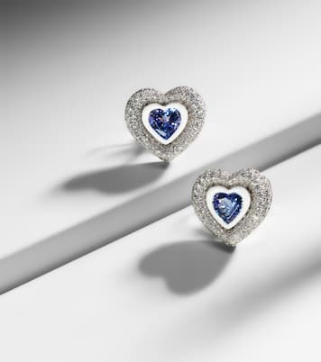 Orecchini Heart in oro bianco 18kt con tanzanite e diamanti | Kamyen