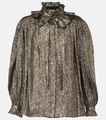 Ruffled lamé silk-blend blouse | Chloé