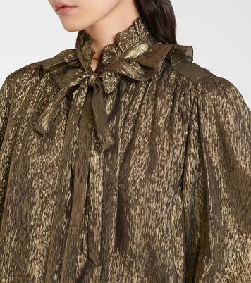 Ruffled lamé silk-blend blouse | Chloé