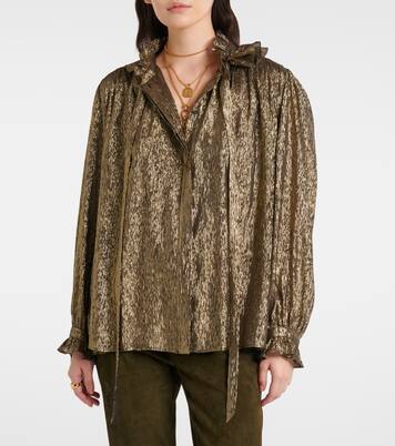 Ruffled lamé silk-blend blouse | Chloé