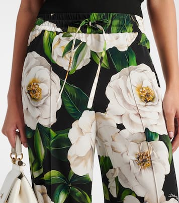 Pantalon de pyjama en soie mélangée à fleurs | Dolce&Gabbana