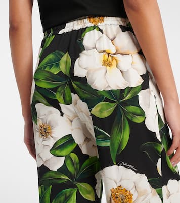 Pantalon de pyjama en soie mélangée à fleurs | Dolce&Gabbana