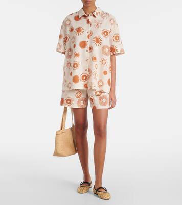 Dallas printed linen and cotton shorts | Asceno