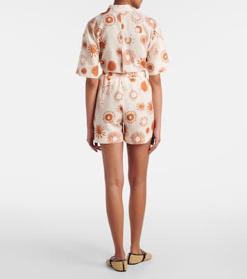 Dallas printed linen and cotton shorts | Asceno