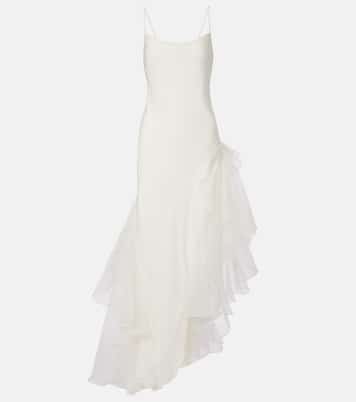 Bridal Sage Flounce ruffled silk cocktail dress | SIR