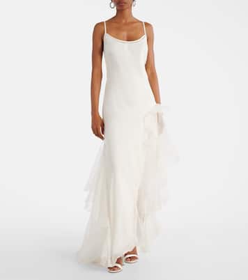 Bridal Sage Flounce ruffled silk cocktail dress | SIR