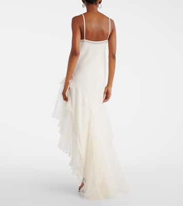 Bridal Sage Flounce ruffled silk cocktail dress | SIR