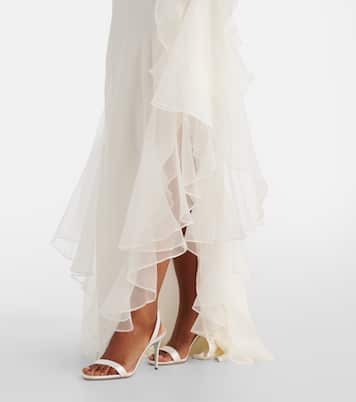 Bridal Sage Flounce ruffled silk cocktail dress | SIR