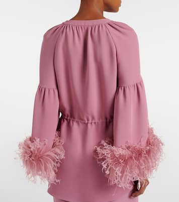 Tunika aus Cady Couture mit Federn | Valentino