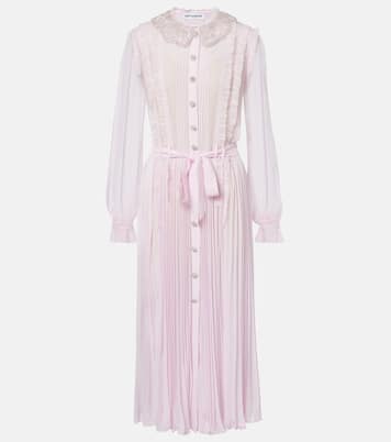 Embellished pleated georgette shirt dress | Self-Portrait